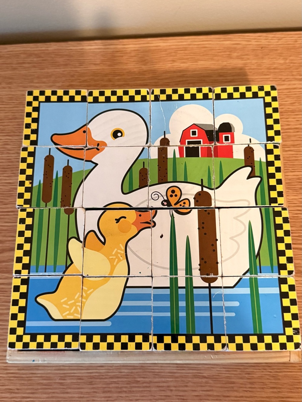 Melissa & Doug Farm Cube Puzzle with storage tray